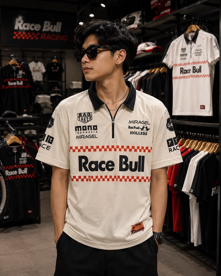 DARKE temporary cream racing tee front reference