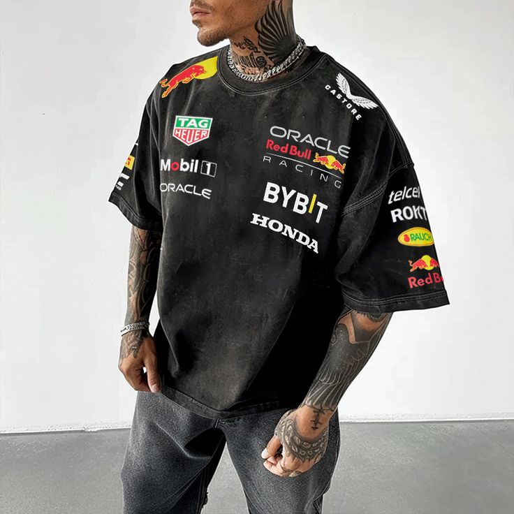 DARKE temporary black sponsor grid oversized tee reference